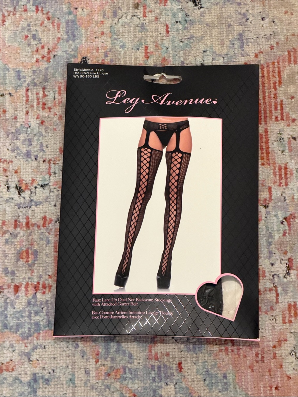 Leg Avenue Black Crisscross Fishnet Garter Stockings